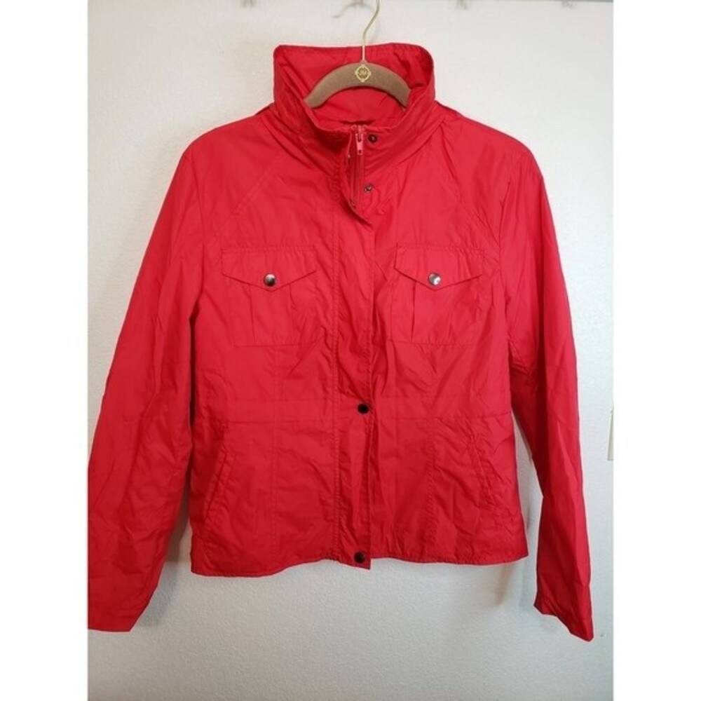 Kenneth Cole Reaction Red wind breaker w packable hood Medium